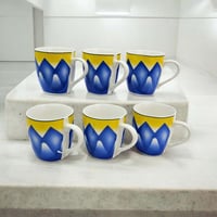 كوب بيد بدون صحن نقشة غضار أزرق