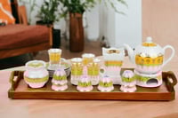 طقم شاهي قهوة نقشة تراثي أصفر