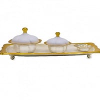 طقم تبسي مع تمرية ابيض ذهبي