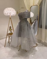 فستان سهرة رمادي فاتح 3314