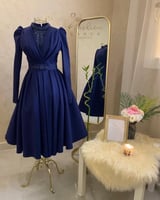 فستان سهري ميدي كحلي 3031