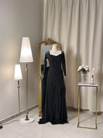 6407- فستان دانتيل أسود أنيق بأكمام طويلة وتصميم م...