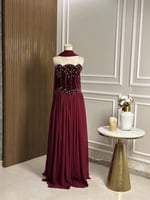 6783 - فستان خمري مخملي مرصّع