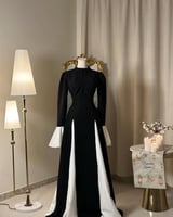 فستان فاخر بالألوان الكلاسيكية الأحمر والأسود 5572