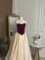 6787 - فستان كلاسيكي ملكي بتصميم ثنائي اللون