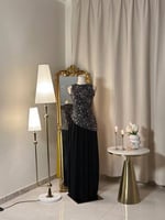 6158-فستان أسود أنيق بتطريز فاخر