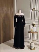 6719- فستان مخملي أسود