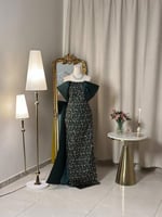 6466 -فستان أخضر زمردي فاخر