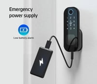 قفل باب خارجي أسود ذكي مقاوم للماء والأتربة