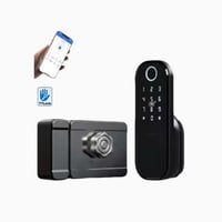 قفل باب خارجي أسود ذكي مقاوم للماء والأتربة