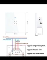 مفتاح جداري ذكي باللمس يعمل بالوايفاي مفرد وثنائي...
