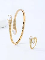 سوارة وخاتم مطليان بالذهب عيار 18 والبلاتينيوم