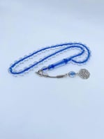 سبحة بكلايت شفافة خيط ازرق