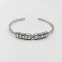 سوارة مع خاتم مرصعة بالزركون-فضي