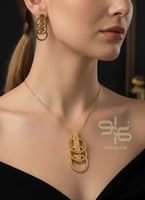 طقم كارتير سلسال وحلق ذهبي - مستوحى