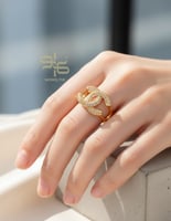 خاتم شانيل فضي ذهبي - مستوحى