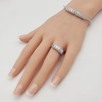 سوارة مع خاتم مرصعة بالزركون-فضي