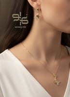 طقم سلسال وحلق بتصميم عصري