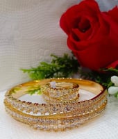 سوارة مع خاتم مستوحاه من سواروفسكي مرصعة بالزركون-...