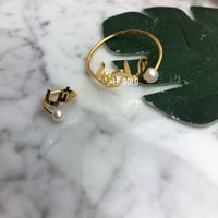 طقم إسوارة اللولو مطلي ذهب نحيفه مع خاتم اللولو