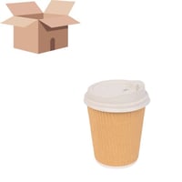 كرتون اكواب ورقي مموج مع غطاء 8 اونص 1000 حبة (بيج...