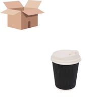 كرتون اكواب 500 كوب ورقي مموج مع غطاء 12 اونص ( أس...