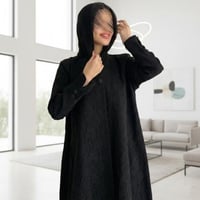 عباية كلوش دانتيل مبطن مع شال من الخلف (042)