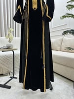 فستان اسود مخمل طويل قطيفة تطريز ترتر
