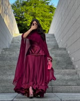 فستان صباحيه العيد برغندي قطعتين | Cutecci