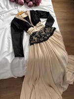 فستان طويل ناعم دانتيل مطرز | Cutecci