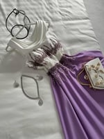 فستان سهرة موف بتوب أبيض فخم