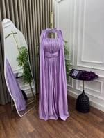 فستان سهرة كرنكل بنفسجي كلوش ملكي