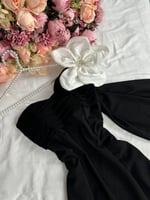 فستان اسود بفيونكة بيضاء فخمة | Cutecci