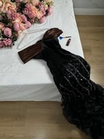 فستان سهرة شتوي مخمل كوري تطريز يدوي