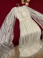 فستان سهرة لؤلؤي قطعتين بأكمام شيفون فاخرة | Cutec...