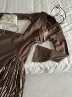 فستان بني تافتا راقي | فساتين بنية فخمة من كيوتشي...