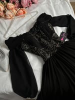 فستان اسود سهرة شيفون صدر ترتر من CUTECCI – لمسة ف...