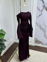 فستان بني محروق تفته لامع من كيوتشي CUTECCI