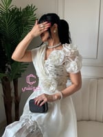 فستان سكري أنيق بالورود والتطريز