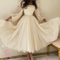 فستان لؤلؤي ناعم حزام تطريز راقي