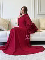 فستان برغندي ون شولدر يد كسرات | Cutecci