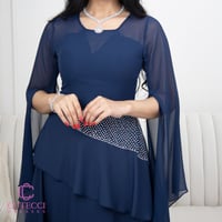 فستان كحلي شيفون بفصوص كرستال – CUTECCI