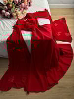 فستان عنابي كم شيفون مشجر من CUTECCI – فستان سهرة...