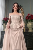 فستان سهره تب مزين بكسرات فخمة | Cutecci