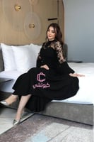 فستان أسود كريب استرتش بأكمام أنيقة | فساتين سوداء...