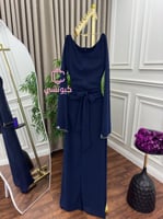 فستان سهرة كحلي شيفون تطريز فضي