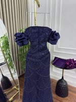 فستان سهرة كحلي ملكي مرصع | Cutecci