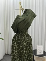 فستان سهره زيتوني بتطريز فاخر