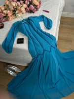 فستان سهرة سماوي شيفون فاخر