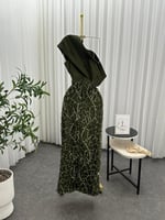 فستان سهره زيتوني بتطريز فاخر